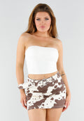 Witte Bandeau Top met Stretch en Rechte Halslijn