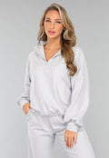 Oversized Trui met Rits in Lichtblauw