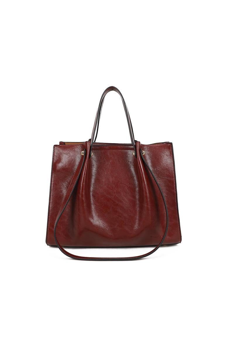 Rode Shopper met Dubbele Hengsels en Plooivorming