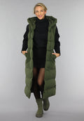 Groene Lange Gewatteerde Bodywarmer met Tailleband