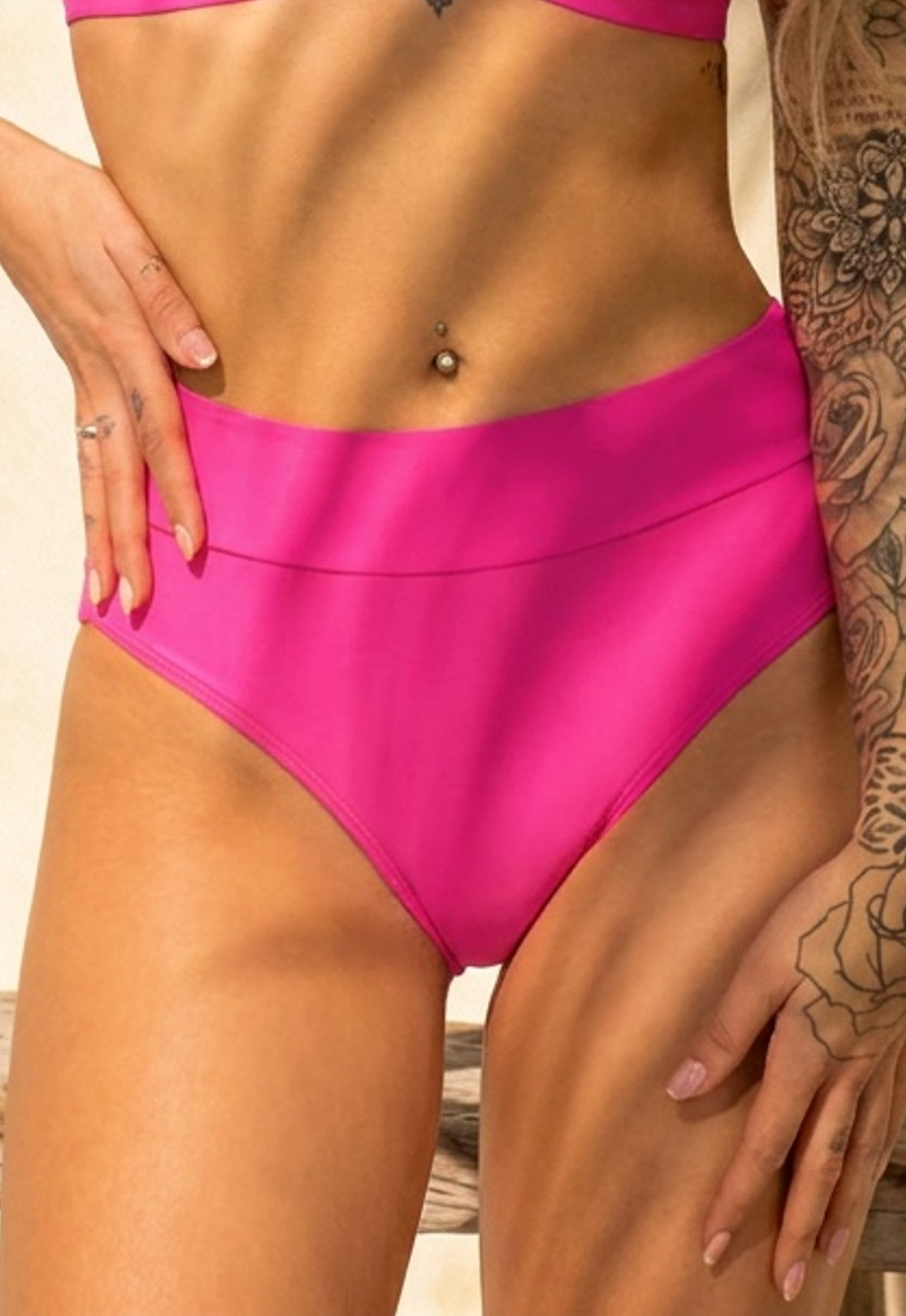 Fuchsia Bikinislip met Hoge Taille