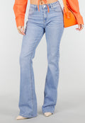 Lichtblauwe Denim Flared Jeans met High Waist