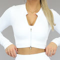 Witte Longsleeve Sporttop met Rits
