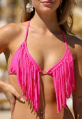 Roze Triangel Bikini Top met Franjes