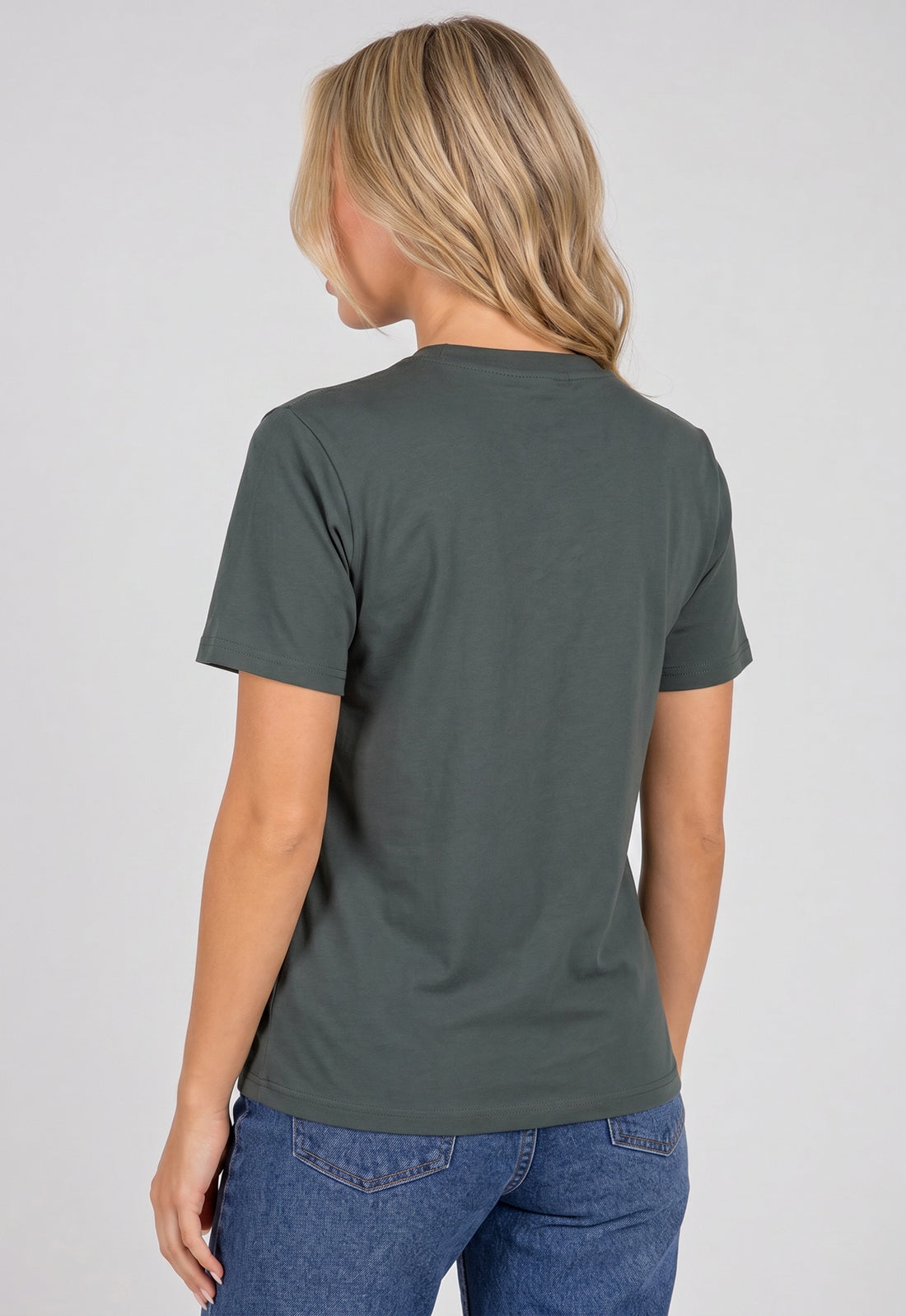 Grijs Basic T-Shirt met Lichte Stretch