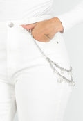 Zilverkleurige Broekketting met Schakel en Parel Details