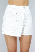 Witte Denim Glitter Overslag Skort