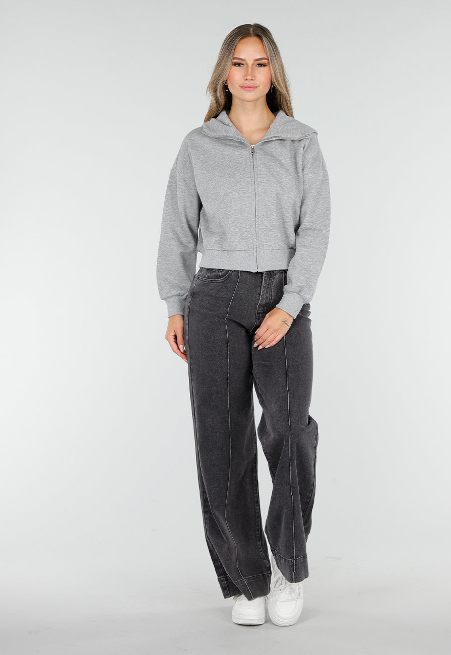 Redial Jeans Grijze Wide Leg Jeans met Stretch en Verticale Naden