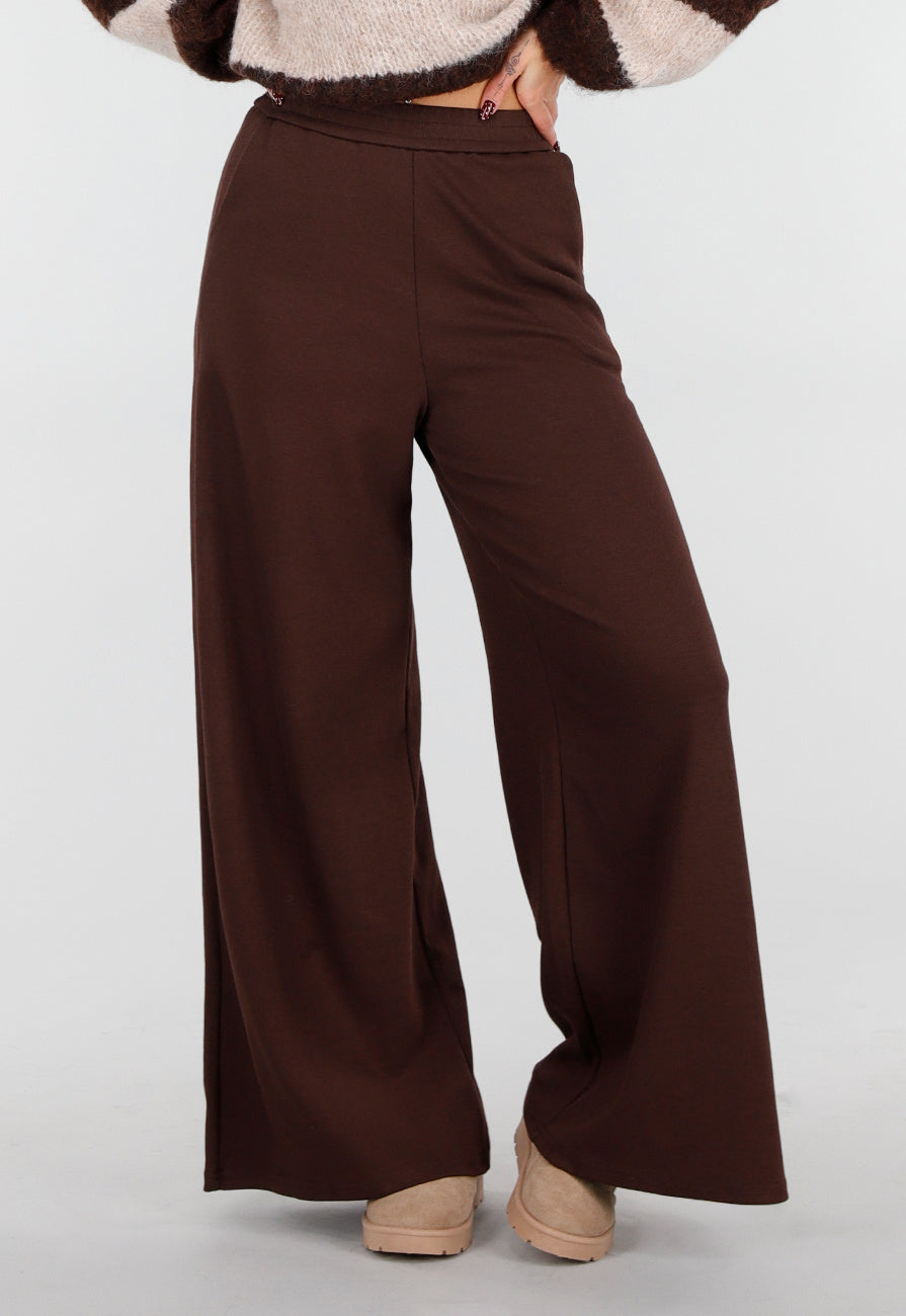 Bruine Lounge Broek met Wijde Pijpen