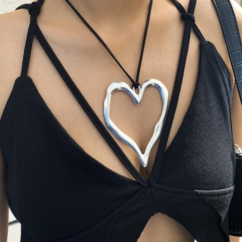 Groot Hart Ketting Zilver