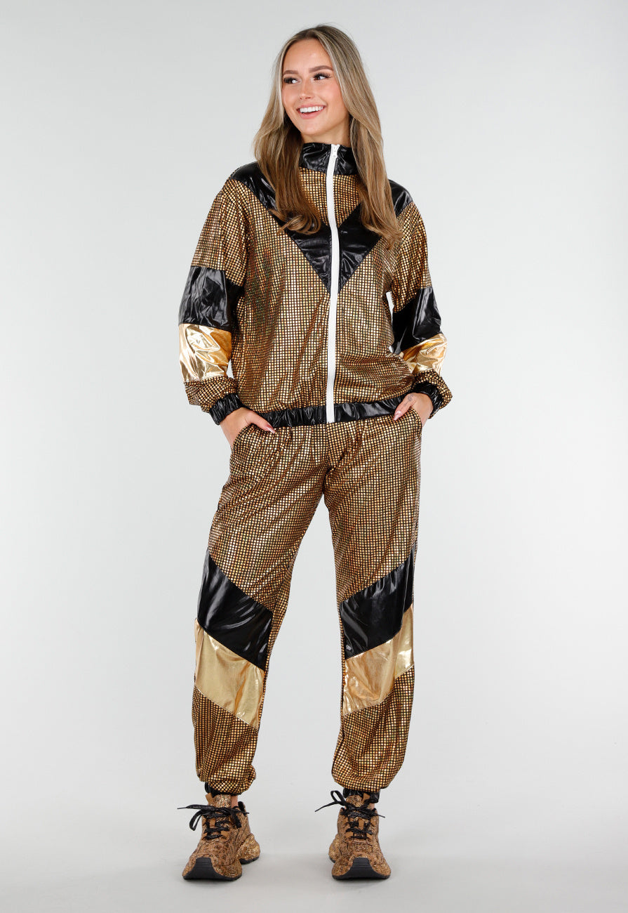 Goud Zwart Gabber Pak met Retro Glans en Sportieve Stretch