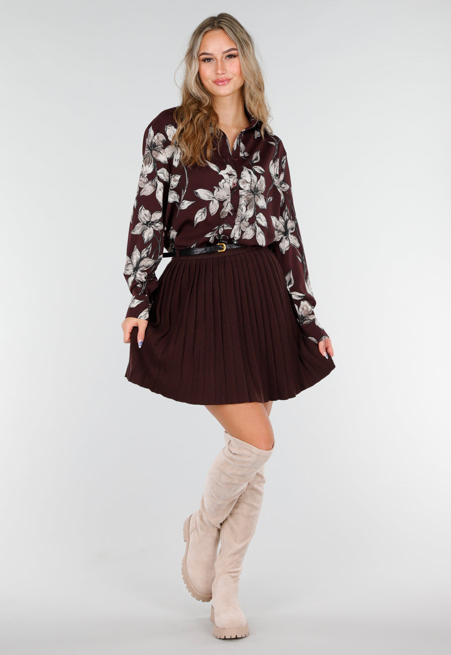 Bordeaux Plissérok met Riem