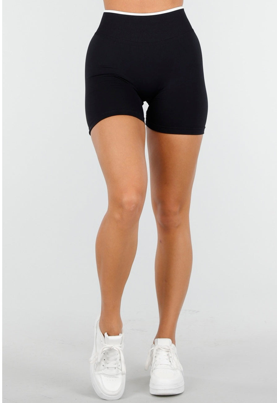 Sportieve Shorts in Zwart met Witte Tailleband