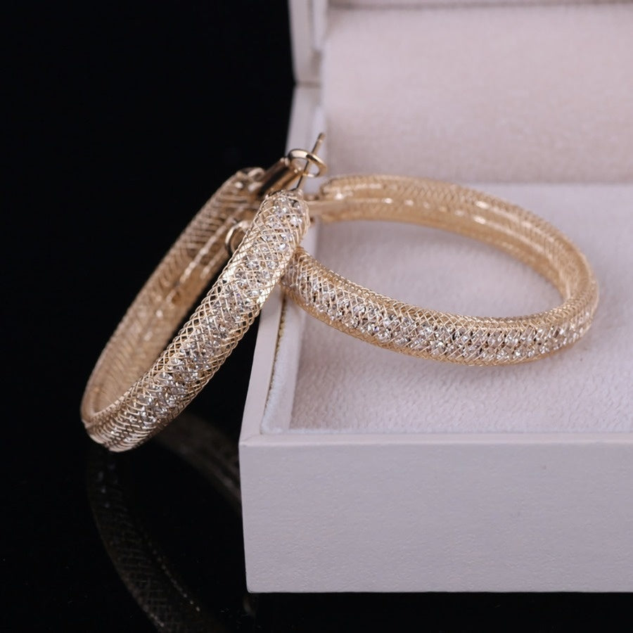 Gouden Gaas Oorbellen met Strass