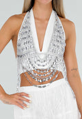 NEW120826 Zilverkleurige Bodychain met Strass Stenen en Kettingen