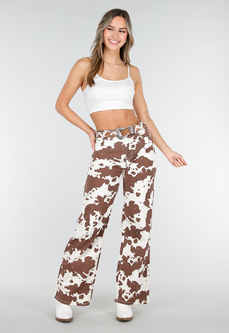 Bruine Western Riem met Koeienprint
