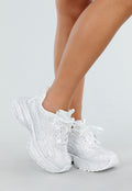 Witte Sneakers met Glitters en Chunky Zool
