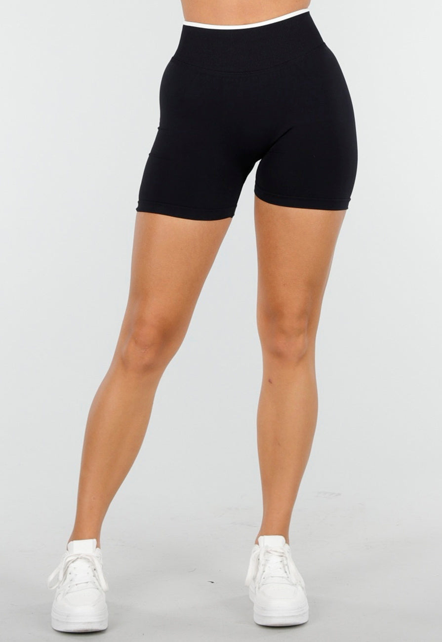Sportieve Shorts in Zwart met Witte Tailleband