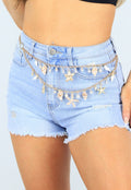 Goudkleurige Bodychain met Schelpen Detail