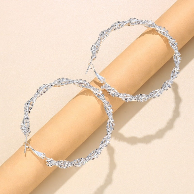 Zilveren Twist Strass Oorbellen