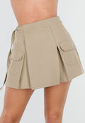 Beige Cargo Skort met Plooien en Onderbroekje
