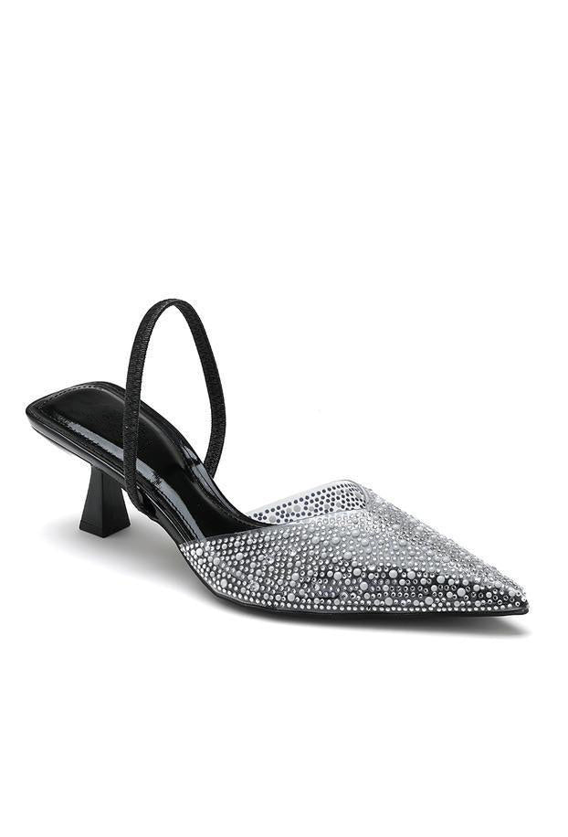 Zilveren Slingback Pumps met Strass
