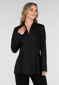 Zwarte Getailleerde Blazer Zonder Kraag