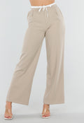 Beige Pantalon met Stretch en Trekkoord Taille