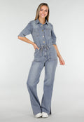 Denim Jumpsuit met Elastische Taille Blauw