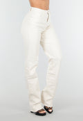 Redial Jeans Beige Stretch Straight Leg Jeans Tall met Gerafelde Onderkant