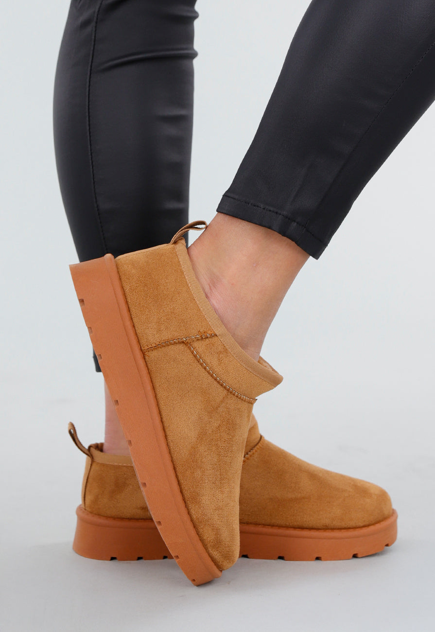 Camel Suède Look Lage Zachte Boots