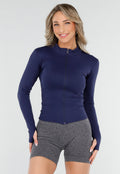 Navy Getailleerd Sportvest met Stretch en Duimgaten