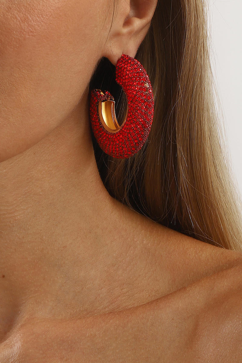 Statement Oorbellen met Strass en Glanzende Afwerking
