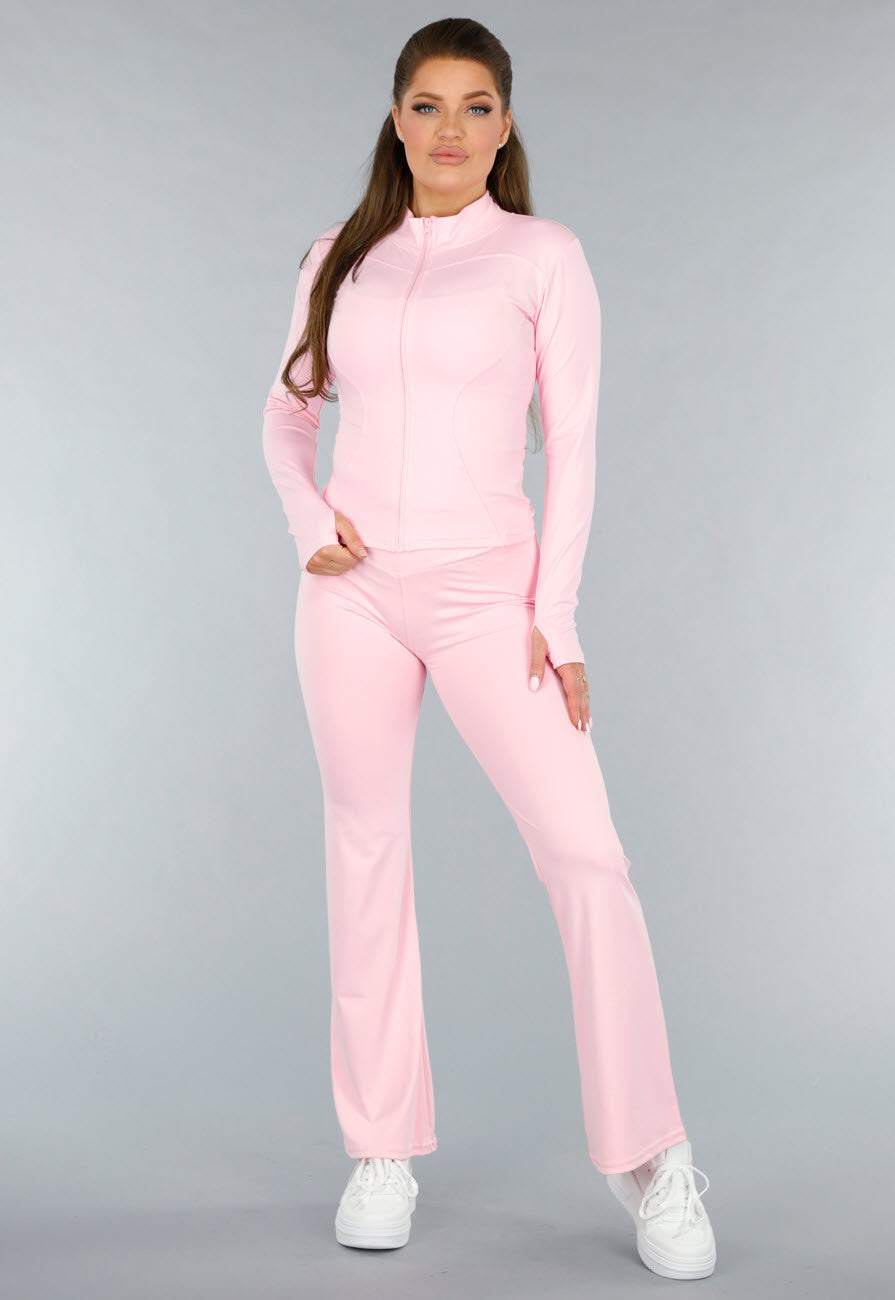 Lichtroze Sportset met Vestje en Flared Legging
