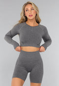 Grijze Lange Mouwen Sporttop met Duimgaten