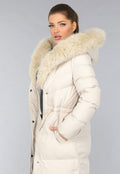 Beige Gewatteerde Parka met Bontkraag
