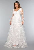 Lange Witte Bridal Jurk met Bloemen