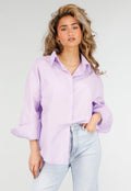 Lila Katoenen Blouse met Knoopsluiting