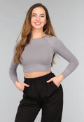 Grijze Longsleeve Cropped Sporttop