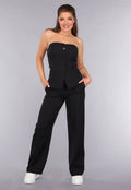 Blazer Suit met Strapless Top en Pantalon in Zwart