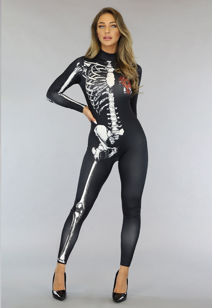 Aansluitend Skelet Jumpsuit