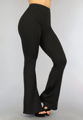 Tall Zwarte Elastische Flared Broek met Wijde Pijpen