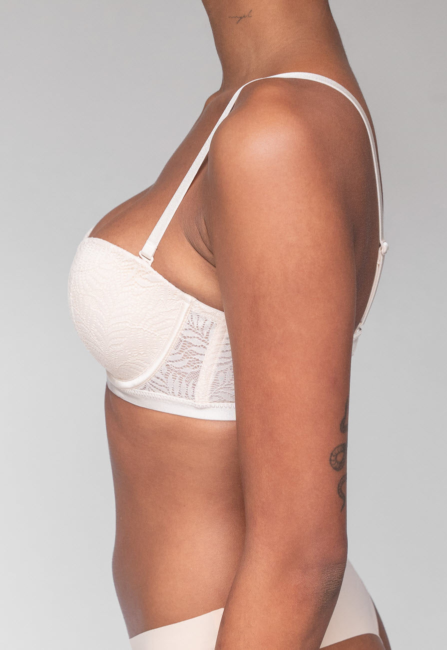 Beige Kanten Push-Up Beugel BH met Afneembare Bandjes