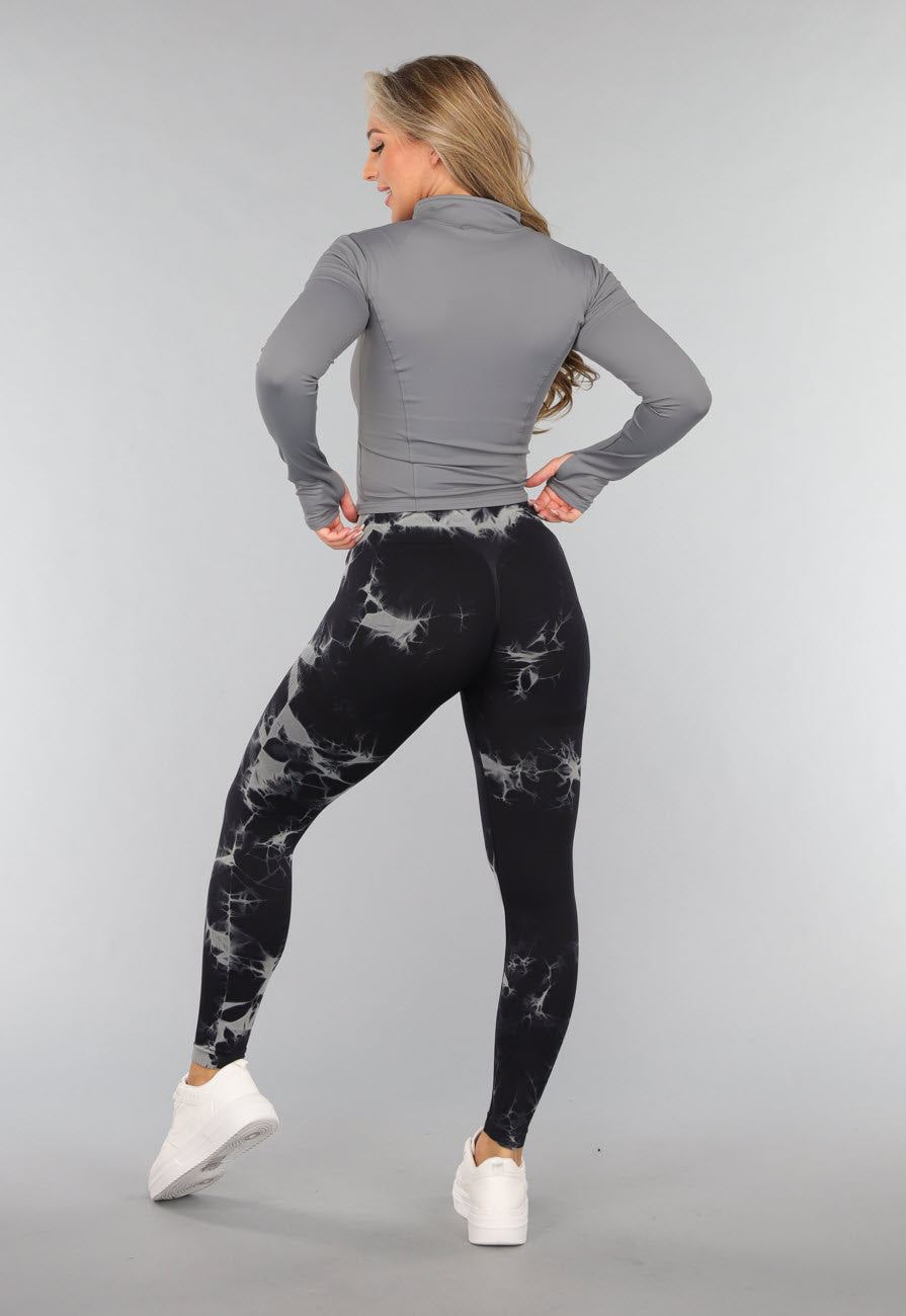 Grijze Sport Yoga Jas met Hoge Kraag
