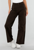 NEW290726 Bruine Wide Leg Jeans met Luipaardprint en Stretch