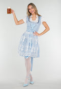 Blauw Oktoberfest Jurkje met Wit Kant en Vetersluiting