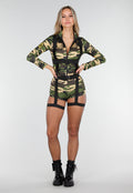 Camouflage Legerkostuum met Riemdetails en Stretch