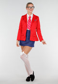 School Girl Uniform Kostuum met Rode Blazer en Stropdas