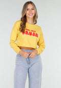 Gele Crop Top met Lange Mouwen