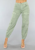 Groene Stretch Carpenter Broek met Zakken